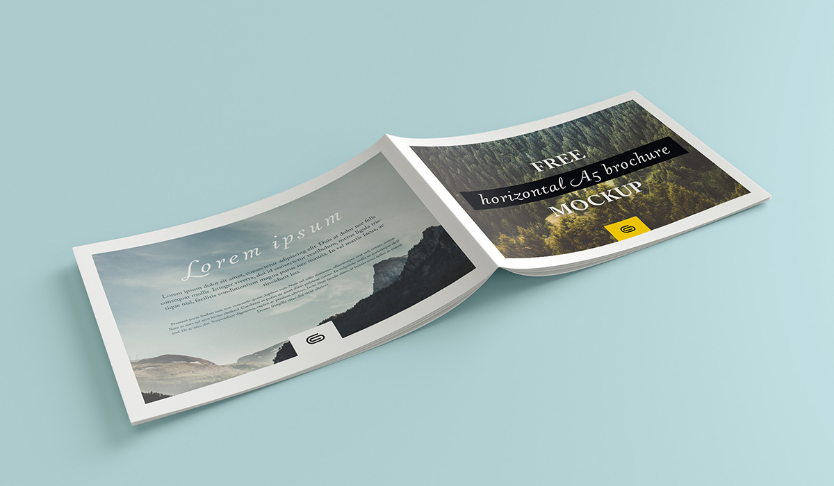 Horizontal A5 Brochure mockup